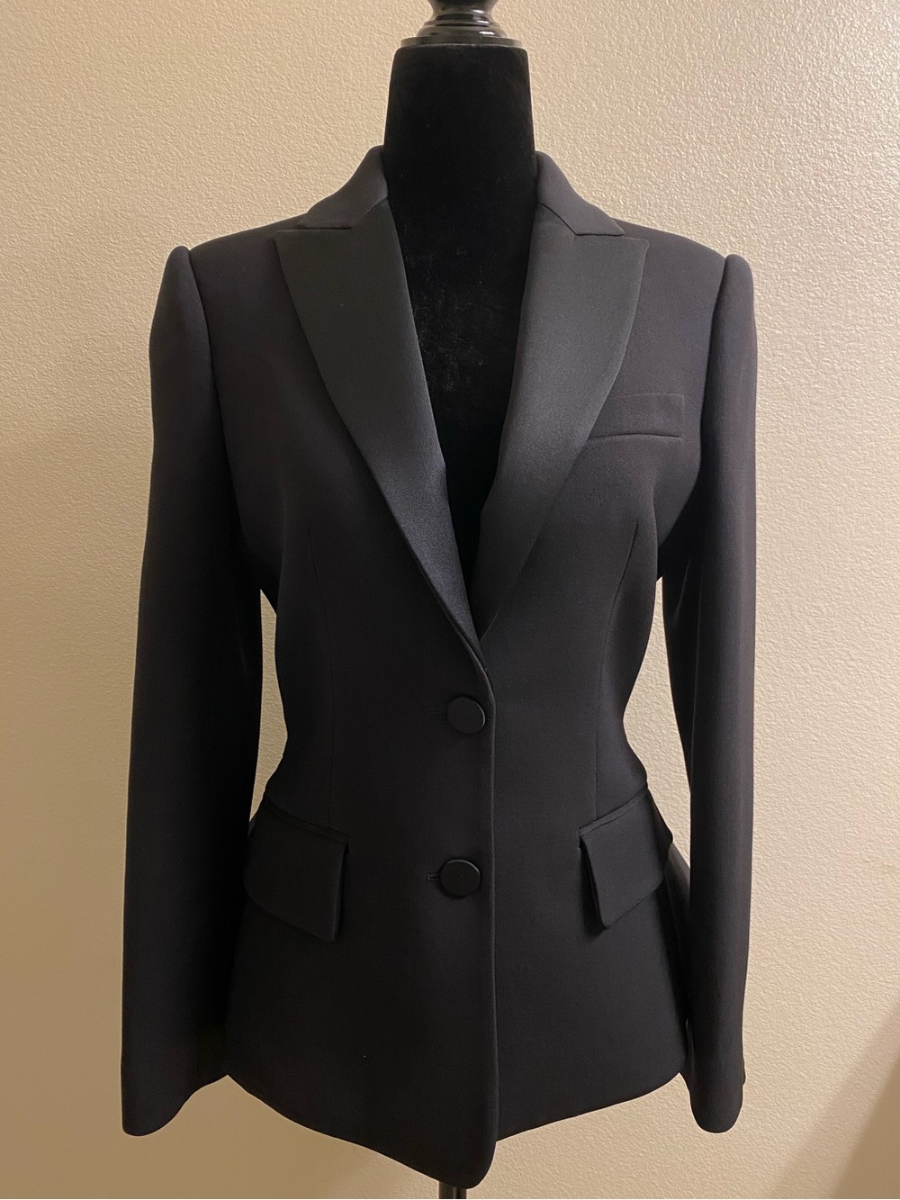 Alexander McQueen Black Tailored Wool w/Silk-Lapel Tuxedo/Riding Jacket